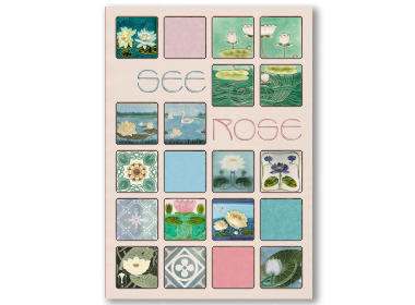 Ein Poster mit 16 Feldern voller Seerosenmotive